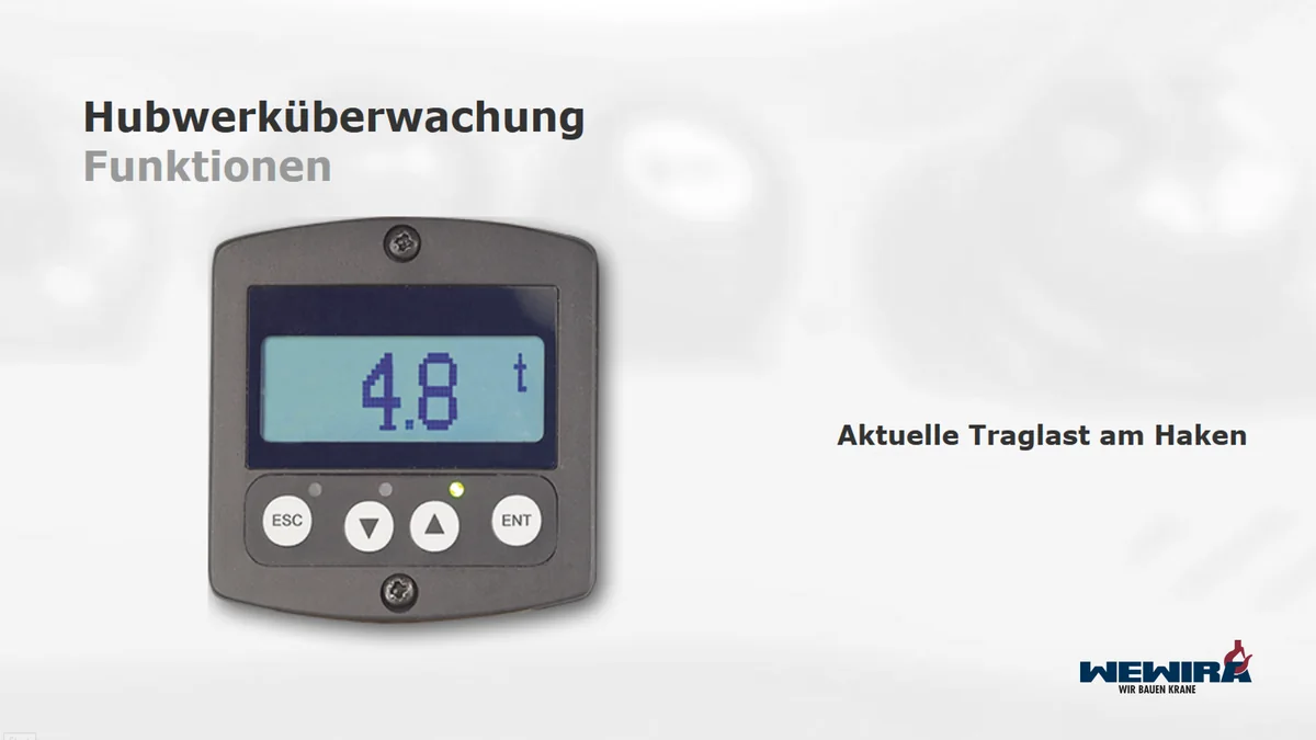 Hubwerks-Überwachung: aktuelle Traglast am Haken