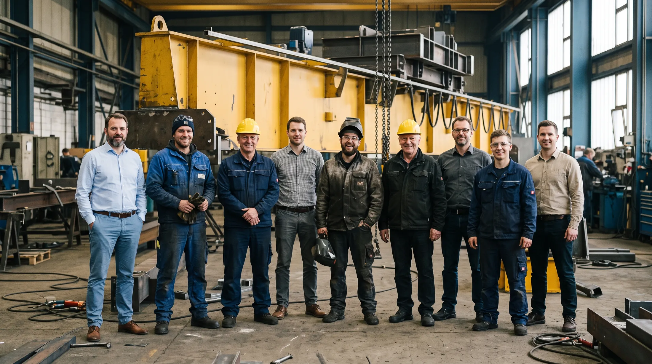 Das WEWIRA Team in der Fertigungshalle